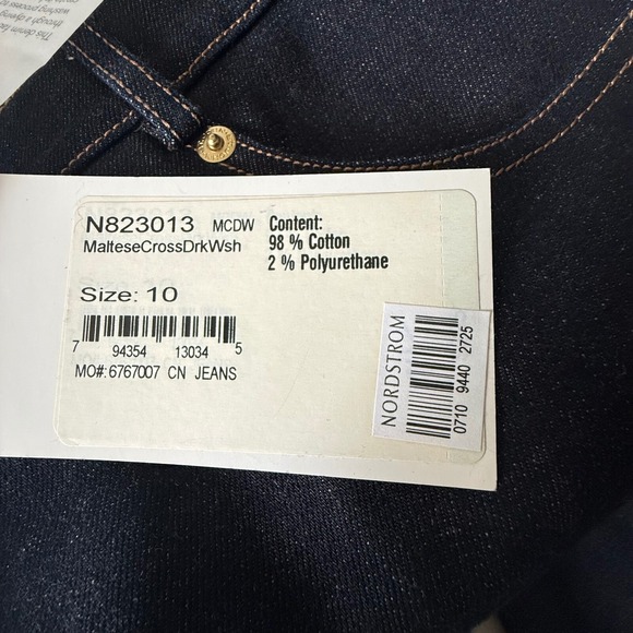 St.‎ John Embellished Jeans Dark Wash Denim Straight Leg Pants Size 10 - Picture 8 of 9